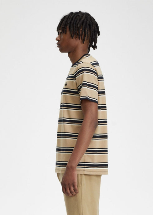 Fred Perry T-shirt T-shirt Uomo Stripe Beige nero P24-FRED PERRYM6557-V19P-S - Francavilla Moda